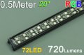 (image for) Black Double Row 0.5Meter 20inch 12V Superbright Waterproof 5050 RGB Color Changing LED Rigid Strip Bar 72LEDs