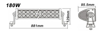 (image for) 180W Curved LED Light Bar Double Row 60*3W CREE LED Work Light For Car Driving