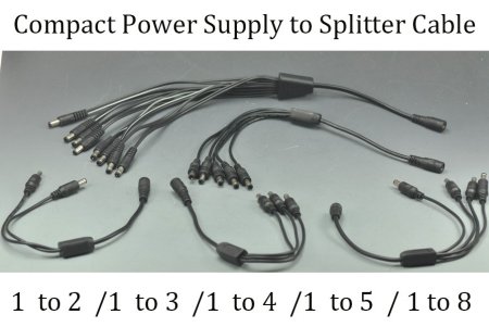 (image for) Compact Power Supply to Splitter Cable LED Light Power Splitter DC 1 to 2 3 4 5 6 8 Adapter