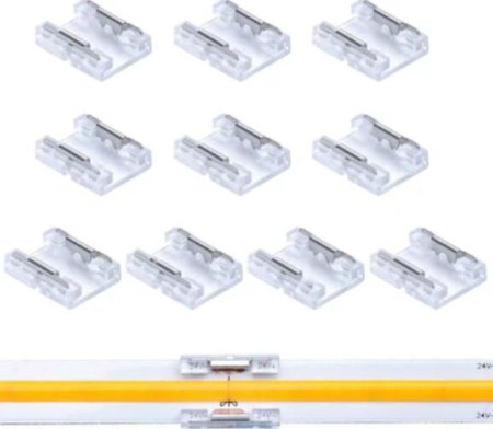 (image for) 10PCS PACK COB LED Strip Connectors Solderless Snap Down 2 Conductors Connectors for 8mm 10mm Wide COB Flex LED Strips