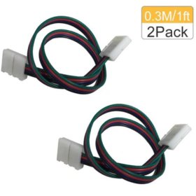(image for) 2 Pack Solderless Jumper Snap Down 4Conductor LED Strip Connectors for 10mm Wide SMD5050 RGB Color Flex LED Strips