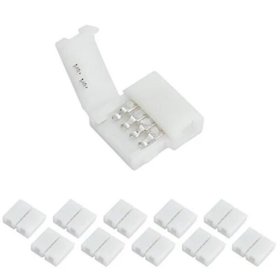 10pcs Pack Solderless Snap Down 4Conductor LED Strip Connectors for 10mm Wide SMD5050 RGB Color Flex LED Strips