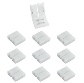 10pcs Pack Solderless Snap Down 2 pin Conductor LED Strip Connector for 10mm Wide 5050 5630 Single Color Flex LED Strips