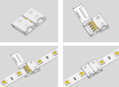 (image for) 10pcs Pack Solderless Snap Down 2 pin Conductor LED Strip Connector for 10mm Wide 5050 5630 Single Color Flex LED Strips