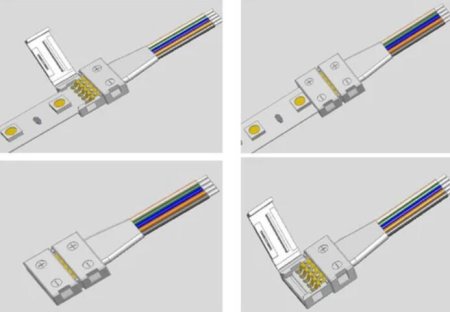 (image for) 10PCS PACK RGBW LED Strip Connectors Solderless Snap Down 5Conductor Connectors for 12mm Wide SMD5050 RGBW Color Flex LED Strips