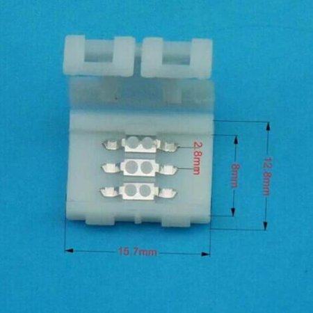 (image for) 10PCS PACK Dual White LED Strip Connectors Solderless Snap Down 3 Conductor Connectors for 8mm Wide SMD3528 2835 Dual White Color Flex LED Strips