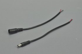 Dc Connect Black 22 AWG 16cm Male Female LED Power Supply DC Cable Cord For LED Light