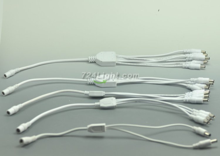 (image for) Compact Power Supply to Splitter White Cable LED Light Power Splitter DC 1 to 2 3 4 5 6 Adapter