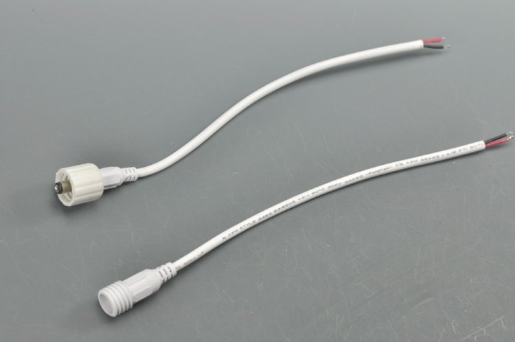 (image for) Waterproof White LED Strip DC Connector Female and Male 5.5mm x 2.5mm(2.1mm) For strip light power supply connector