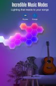 (image for) Hexagon Lights Smart App Control RGB Hexagon LED Lights for Wall or Desktop with Music Sync for Gaming Room Streaming Decor