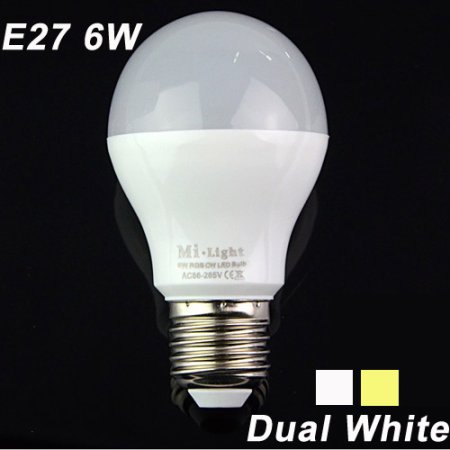 (image for) 85-265V Milight 2.4G Wireless E27 6W Color Temperature 3000K-6000K Adjustable LED Bulb Lamp Brightness Adjust Dual White LED Bulb