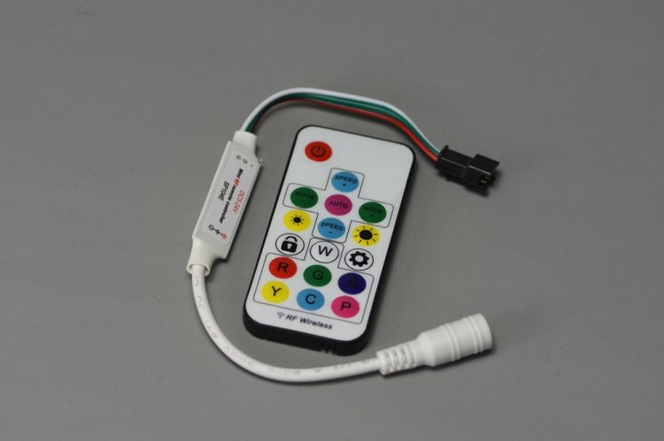 (image for) DC 5V-24V Mini Wireless 17 Keys RF Remote Controller with Lock Function 300 Kinds of Color Changes for WS2812 WS2811 SK6812 RGB LED Strip Light