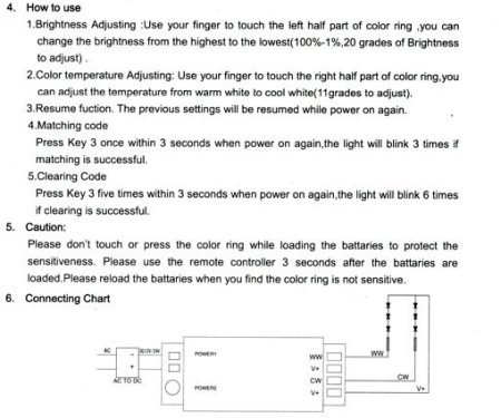 (image for) DC12-24V 433MHz LED Controller Temperature Color & Brightness Adjustable LED Strip Light Controller