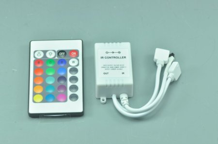 (image for) 12V LED RGB Controller 24 Key Wireless RGB Color Changing Strip LED Muticolor Light Controller Two output RGB