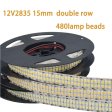 (image for) 12V 2835LED DOUBLE ROW STRIP LIGHT 480LEDS/METER 12V2835 LOW VOLTAGE HIGH BRIGHTNESS STRIP LIGHT 5M (16.4FT) 2835STRIP LIGHTSS