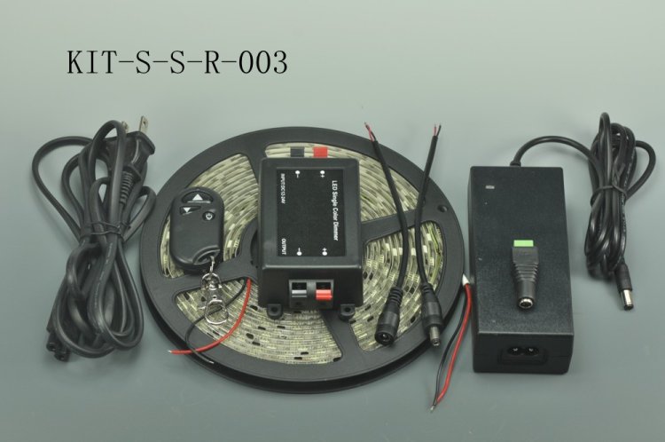 (image for) Single color LED Strip Lighting Kit with Remoter 3 Key and Manual Switch Adjustable Brightness Controller Dimmer 5050 3528 Kits