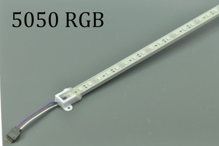 (image for) 1Meter 39.3inch 5050 RGB Rigid LED Strips Waterproof 60LED 12V DC With Aluminium Profile Rigid Strip Light