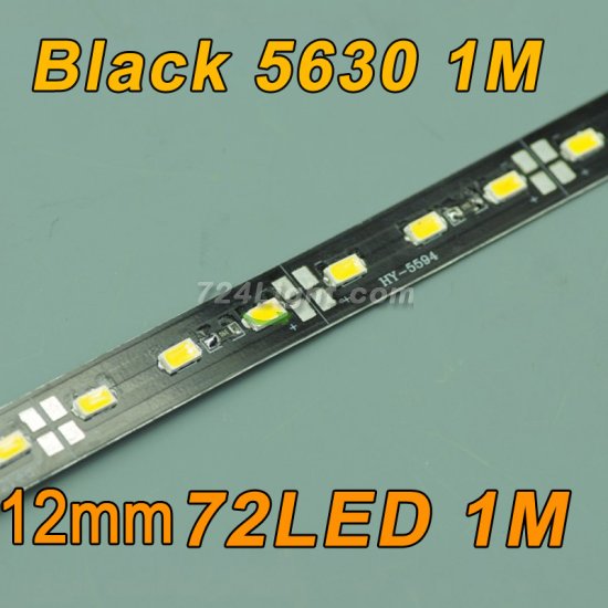 (image for) Black 39.3inch 5630 Rigid LED Strips 72LED 1M 12V DC Aluminium Rigid Strip Light For Cabinet/Wardrobe/Celling
