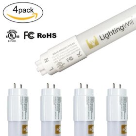 4FT(120cm) LED T8 Tube 18W 1800LM 100-277VAC, Ballast By-Pass, UL CUL All-Plastic LED Tube