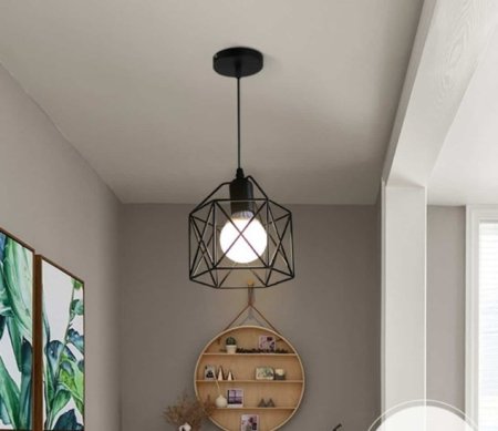 (image for) Industrial Pendant Light Black Cage Metal,for Dining Room, Bedroom, Kitchen, Hallway