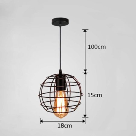 (image for) Industrial Pendant Light, retro black metal shade with adjustable for dining room, bedroom, kitchen, hallway