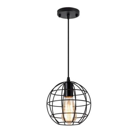 (image for) Industrial Pendant Light, retro black metal shade with adjustable for dining room, bedroom, kitchen, hallway
