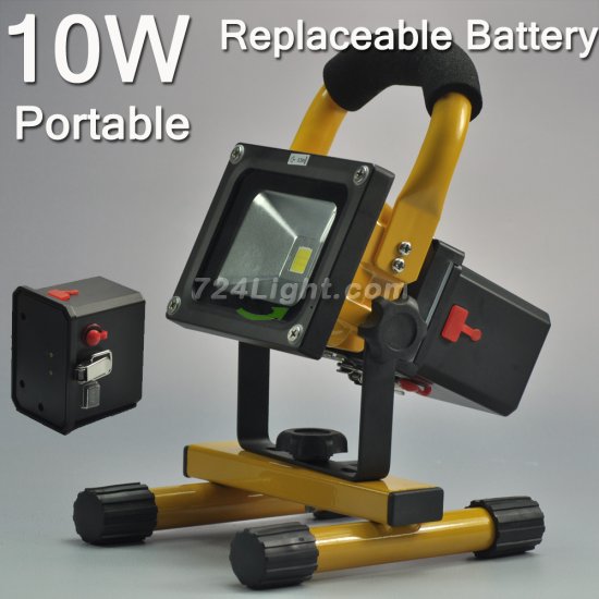 (image for) 10W Portable LED Work Light Rechargeable LED Flood light With Detachable Battery Case