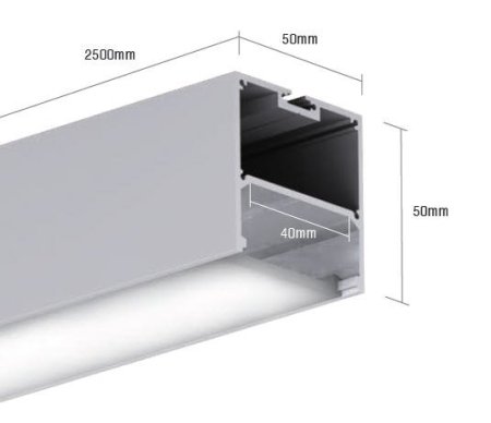 (image for) 1 Meter 39.4" Suspended LED lighting pendant LED Channel 50mm x 50mm suit 31mm led strip light