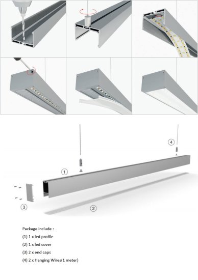 (image for) 0.5 meter 19.7" Suspended LED Aluminum Profile LED Channel Suit 60mm Flexible LED Strips