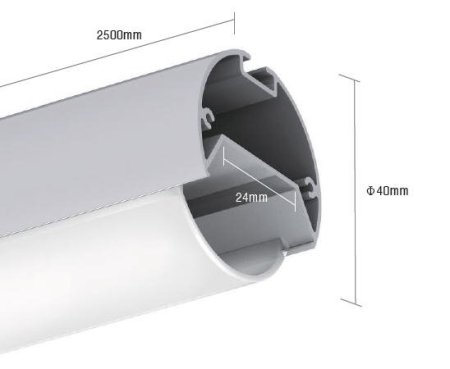(image for) 1 Meter 39.4â€ Aluminum LED Suspended Tube Light LED Profile Diameter 40mm suit 24mm Flexible led strip light