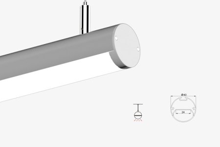 (image for) 0.5 meter 19.7" Aluminum LED Suspended Tube Light LED Profile Diameter 40mm suit 24mm Flexible led strip light