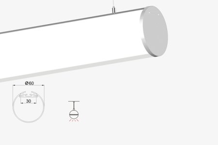 (image for) 1 Meter 39.4â€ LED Suspended Tube Light LED Aluminum Channel Diameter 60mm suit 30mm Flexible LED Strips