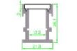 (image for) Waterproof LED Floor Channel Aluminum LED Profile(WxH):12.2 mm x 20.1 mm 1 meter (39.4inch) Diffuser 3mm thickness