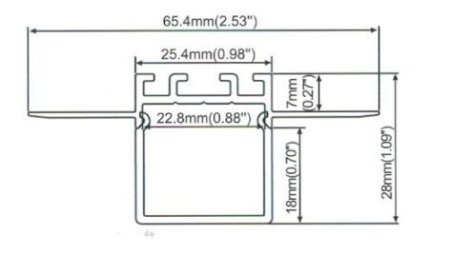 (image for) 1Meter/3.3ft Aluminum Recessed LED Corner Strip Channel 65.4mm x 28mm suit for max 22.8mm width strip light