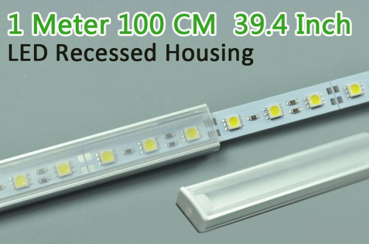 (image for) LED Aluminium Profile LED Strip Light Aluminium Profile 1M U Flat Style Rail Aluminium