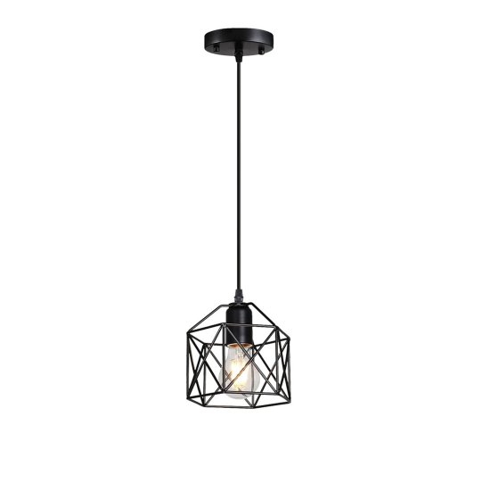 (image for) Industrial Pendant Light Black Cage Metal,for Dining Room, Bedroom, Kitchen, Hallway