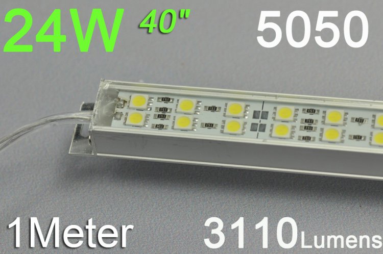 (image for) 1meter Double Row 12V Waterproof LED Strip Bar 39.3inch 5050 1M Rigid LED Strip 12V With DC connector 144LEDs/M