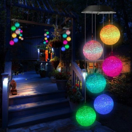 (image for) Outdoor Solar Ball Wind Chime Lights for Garden, Patio, Party, Yard, Window, Outdoor Decorations