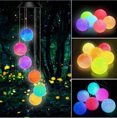 (image for) Outdoor Solar Ball Wind Chime Lights for Garden, Patio, Party, Yard, Window, Outdoor Decorations