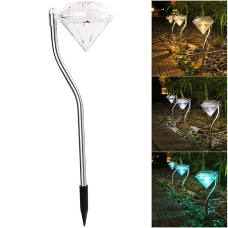 (image for) Outdoor Solar Diamond Lights, 2 Pack Solar Lawn Lights for Garden Terraces, Flowerbeds, Lawn Paths