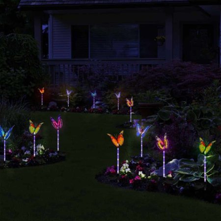 (image for) Solar Butterfly Lights, 3 Pack Garden Solar Lights Outdoor, Multi-Color Changing LED Solar Lights, Solar Stake Light with IP65 Waterproof Fiber Optic Butterfly Decorative Lights