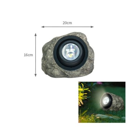 (image for) Solar Stone Light, Waterproof Resin Simulation Stone Light for Garden Lawn Path Landscape Spotlight