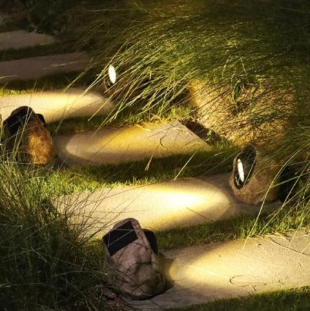 (image for) Solar Stone Light, Waterproof Resin Simulation Stone Light for Garden Lawn Path Landscape Spotlight