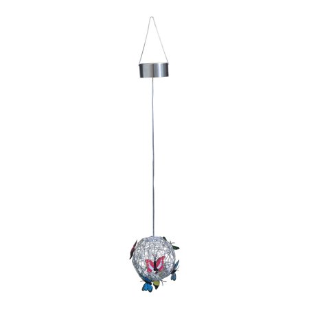 (image for) Hanging Butterfly Orb Solar Lights, Outdoor Yard Hanging Mesh Orb Colorful Waterproof Durable Metal Decorative