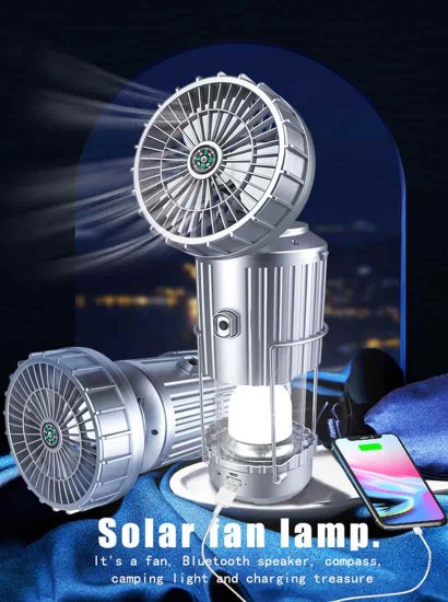 (image for) Outdoor Solar Camping Lights, Electric Fan Lights Portable Stretch Switch Lights Suitable for Indoor and Outdoor Camping Family Emergency Lights