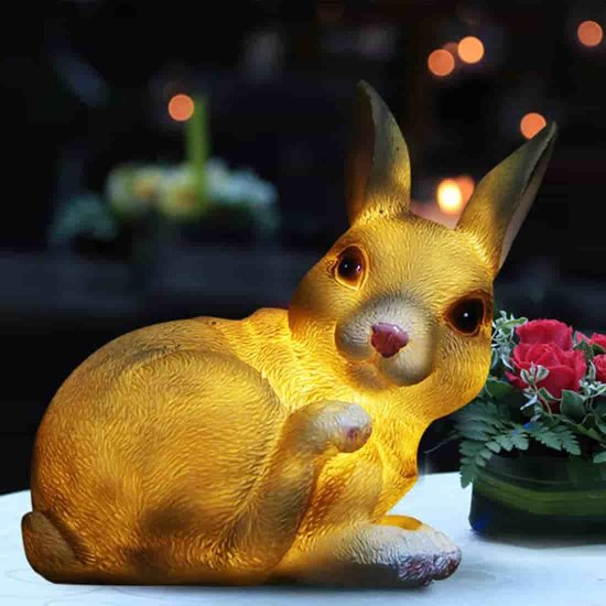 (image for) Solar Garden Lights Outdoor Garden Rabbit Statue Decoration