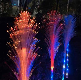 Solar Powered Fiber Flowers Lights, Ip65 Waterproof Lights for Garden, Yard, Path, Party Decoration(2 Pack)