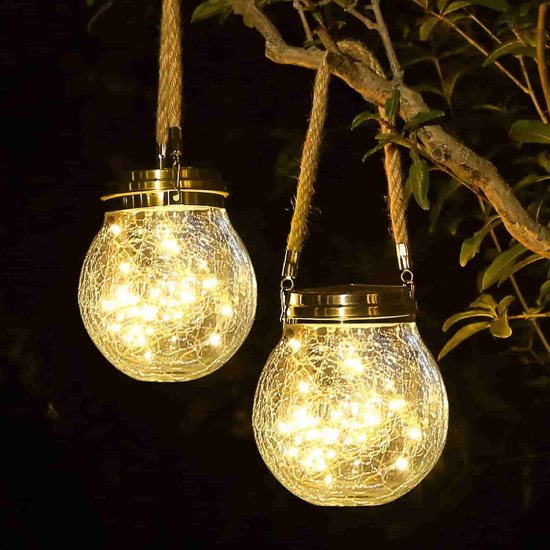 (image for) Solar Waterproof Outdoor Hanging Lights for Garden, Patio, Backyard, Pathway, Landscape Decor - 2 Pack