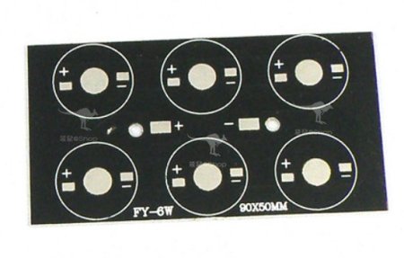(image for) 6W 90x50mm LED High Power Rectangular Aluminum Plate 6 Series Connections