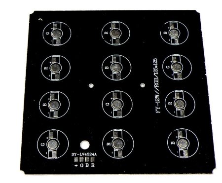 (image for) 12W 125x125mm RGB LED High Power Rectangular Aluminum Plate 4 Series Connections 3 Parallel connections Common Anode